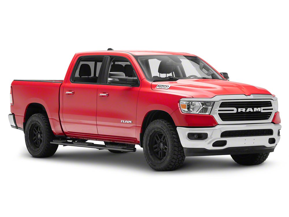 RedRock 5-Inch Oval Bent End Wheel to Wheel Side Step Bars; Black (19-25 RAM 1500 Crew Cab w/ 5.7-Foot Box)