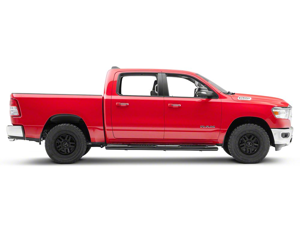 RedRock 6-Inch Oval Bent End Side Step Bars; Black (19-25 RAM 1500 Crew Cab)