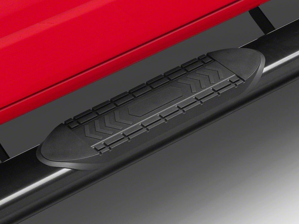 RedRock 6-Inch Oval Bent End Side Step Bars; Black (19-25 RAM 1500 Crew Cab)