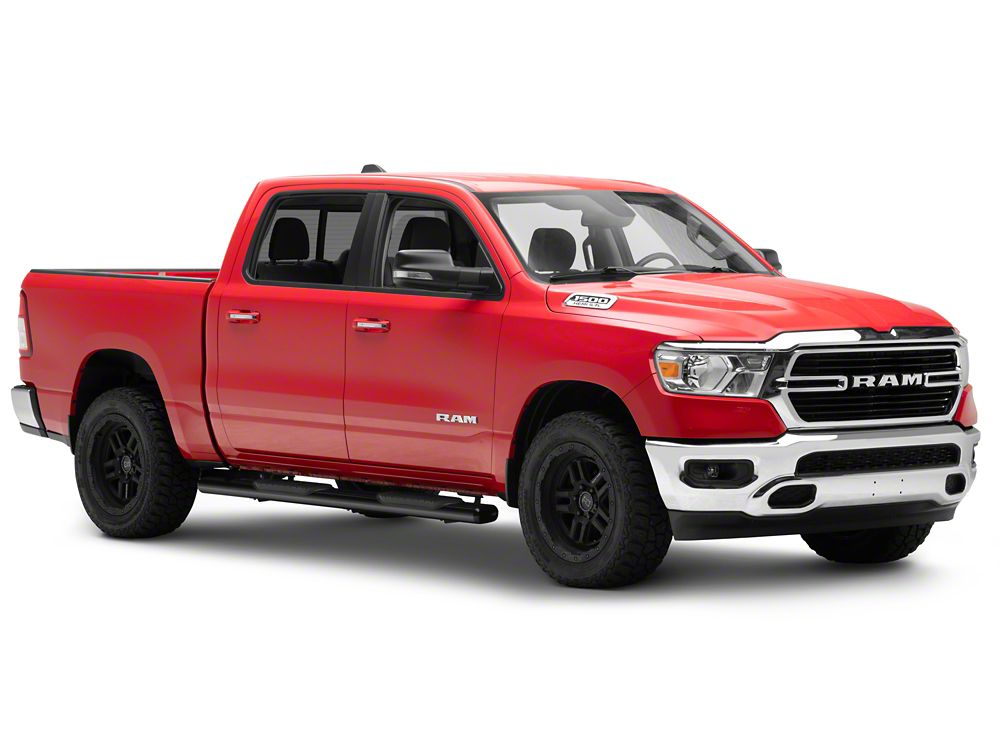 RedRock 6-Inch Oval Bent End Side Step Bars; Black (19-25 RAM 1500 Crew Cab)