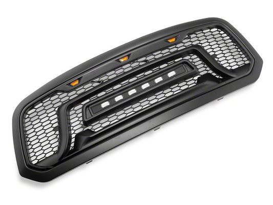 RedRock Armor Upper Replacement Grille with LED Off Road Lights and DRL (13-18 RAM 1500, Excluding Rebel)