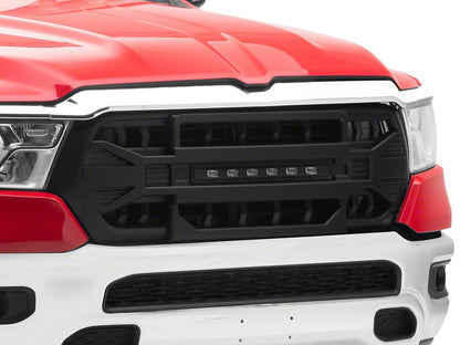 RedRock Full Upper Replacement Grille with LED Off-Road Light Bar (19-24 RAM 1500 Big Horn, Laramie, Lone Star, Tradesman)