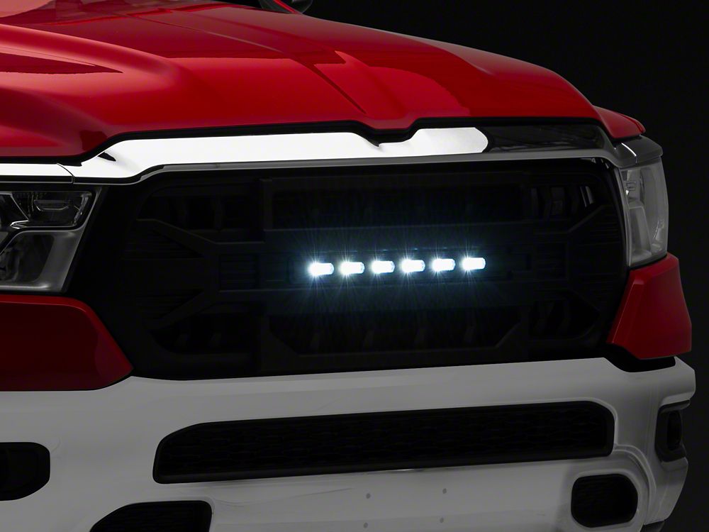 RedRock Full Upper Replacement Grille with LED Off-Road Light Bar (19-24 RAM 1500 Big Horn, Laramie, Lone Star, Tradesman)