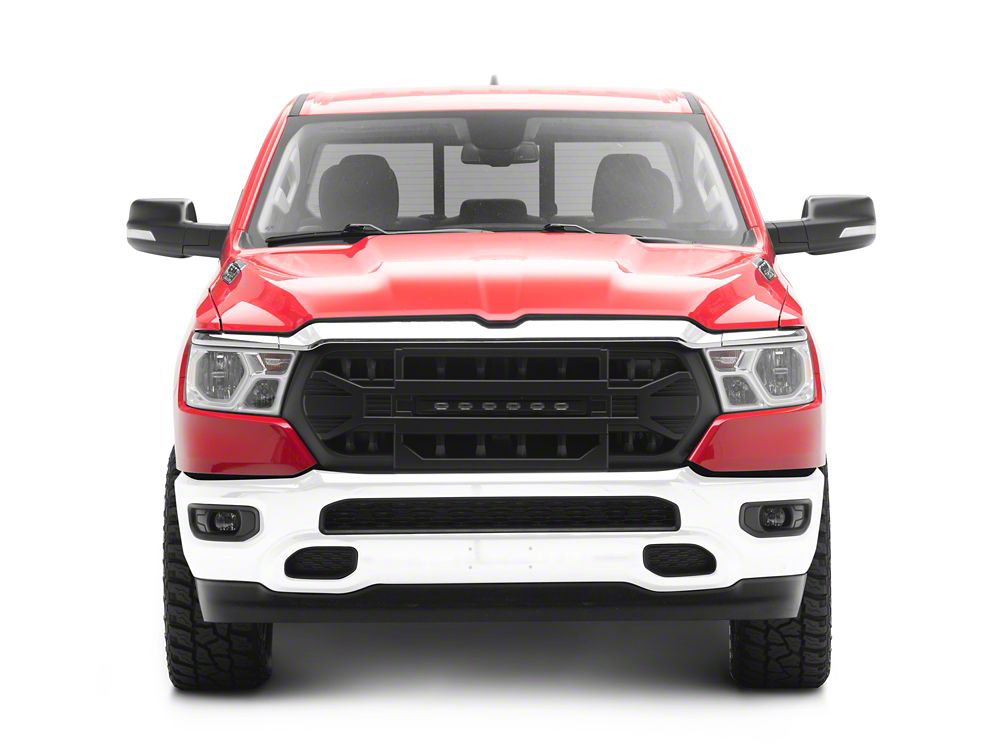 RedRock Full Upper Replacement Grille with LED Off-Road Light Bar (19-24 RAM 1500 Big Horn, Laramie, Lone Star, Tradesman)