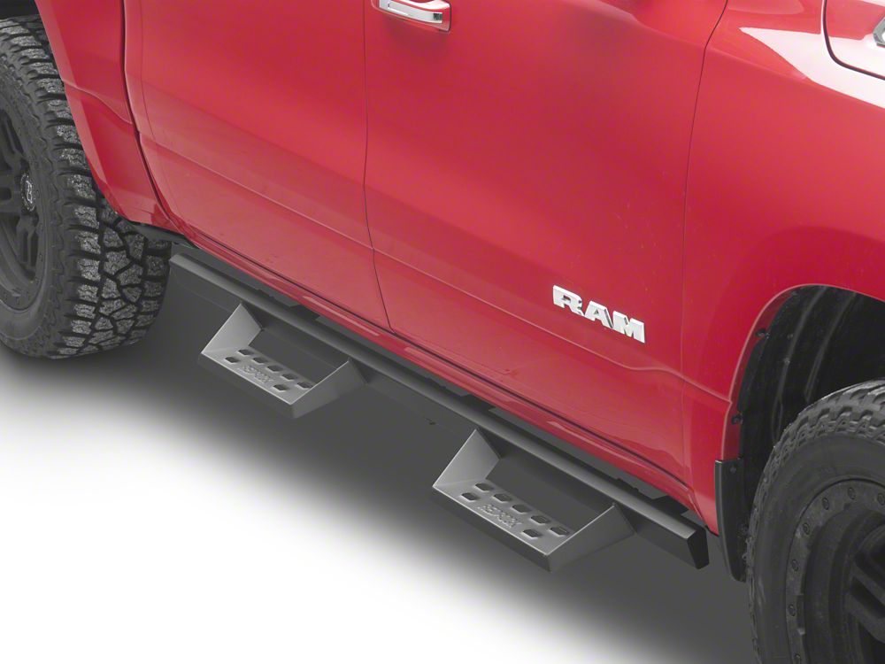 RedRock 4-Inch Drop TC1 Running Boards; Textured Black (19-25 RAM 1500 Crew Cab)