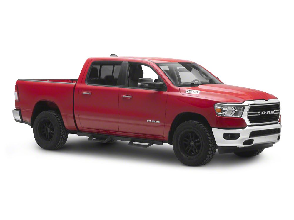 RedRock 4-Inch Drop TC1 Running Boards; Textured Black (19-25 RAM 1500 Crew Cab)
