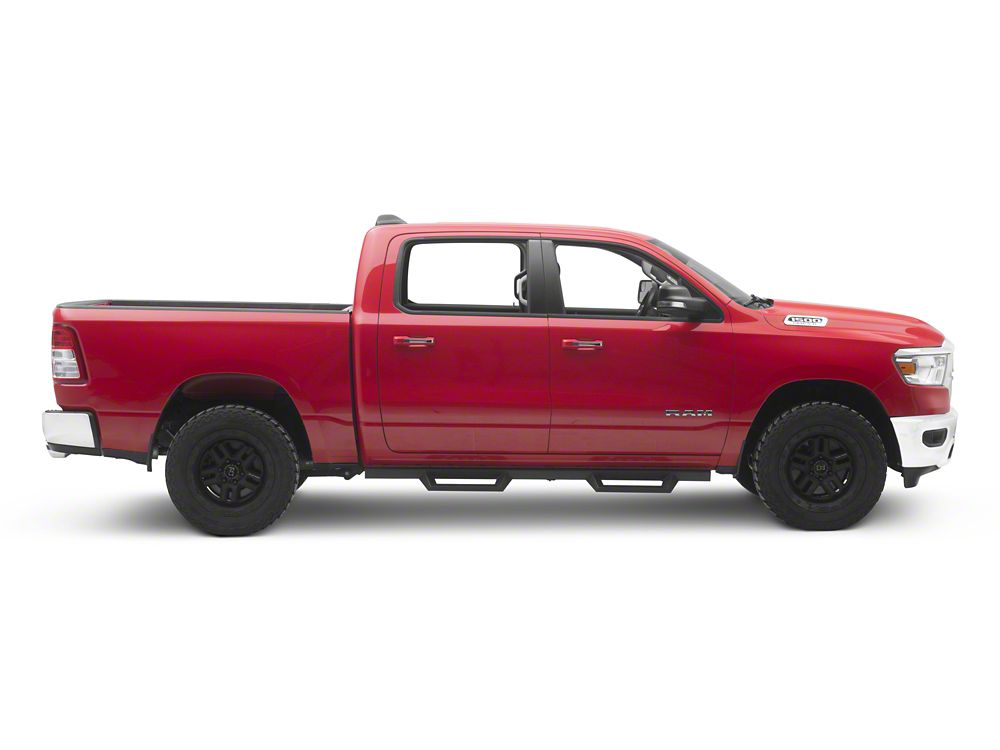 RedRock 4-Inch Drop TC1 Running Boards; Textured Black (19-25 RAM 1500 Crew Cab)