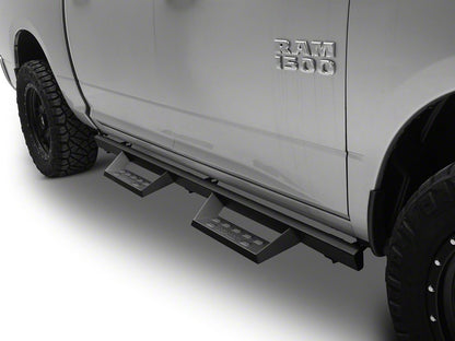 RedRock 4-Inch Drop TC1 Running Boards; Textured Black (09-18 RAM 1500 Crew Cab)