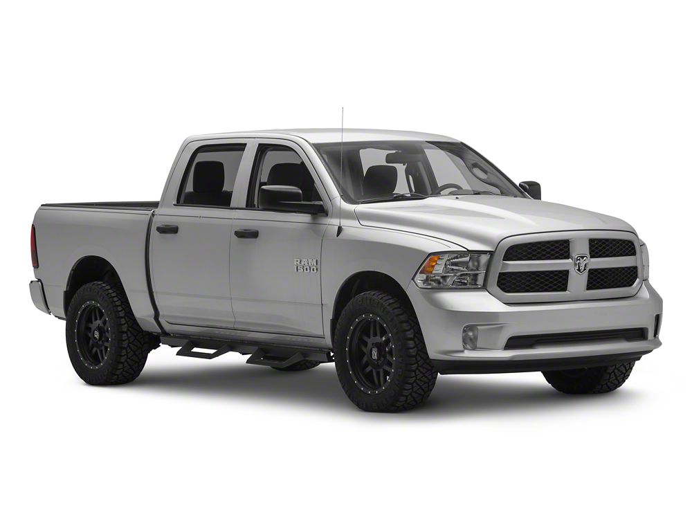 RedRock 4-Inch Drop TC1 Running Boards; Textured Black (09-18 RAM 1500 Crew Cab)