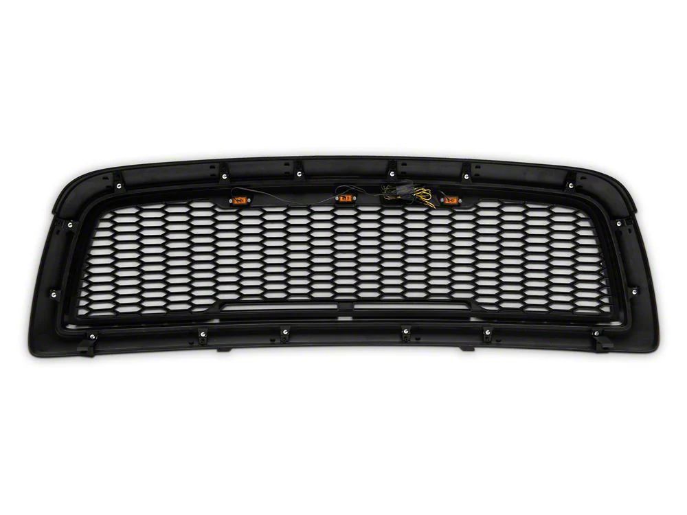 RedRock Baja Upper Replacement Grille with LED Lighting; Matte Black (09-12 RAM 1500)