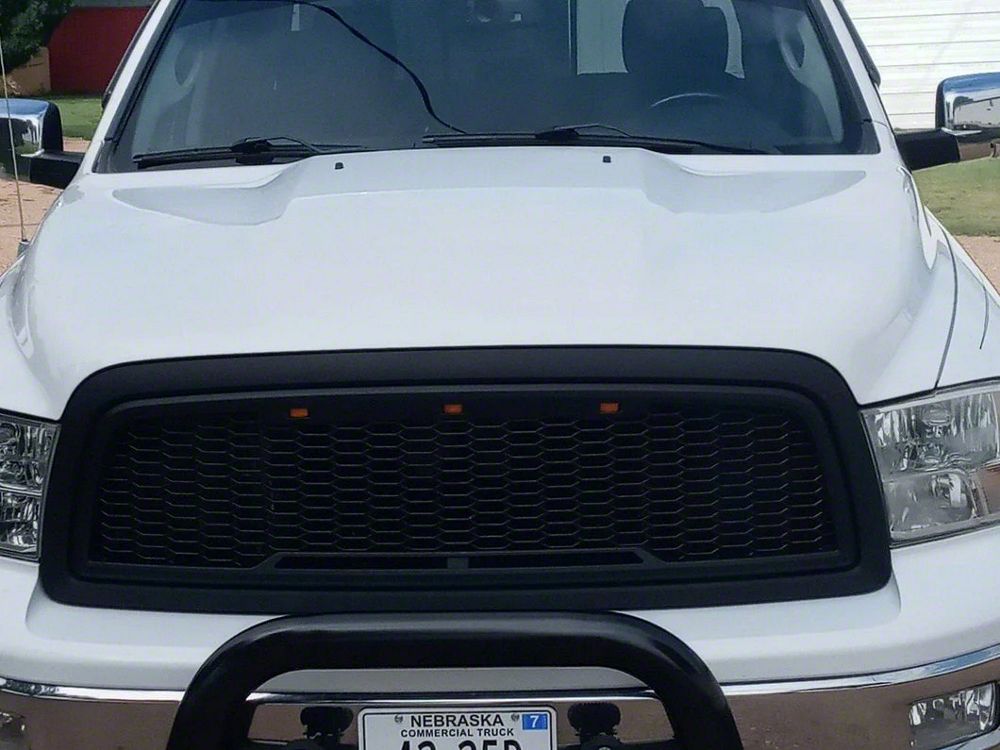 RedRock Baja Upper Replacement Grille with LED Lighting; Matte Black (09-12 RAM 1500)