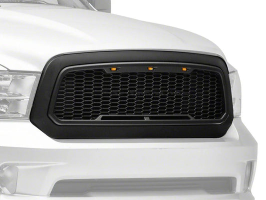 RedRock Baja Upper Replacement Grille with LED Lighting; Matte Black (13-18 RAM 1500, Excluding Rebel)