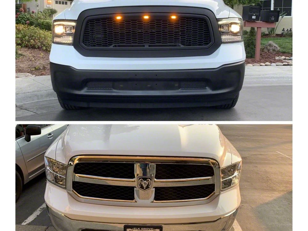 RedRock Baja Upper Replacement Grille with LED Lighting; Matte Black (13-18 RAM 1500, Excluding Rebel)