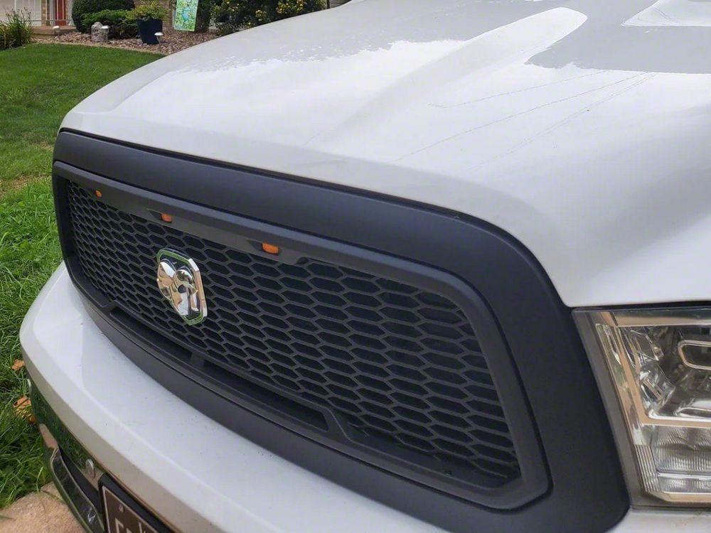 RedRock Baja Upper Replacement Grille with LED Lighting; Matte Black (13-18 RAM 1500, Excluding Rebel)
