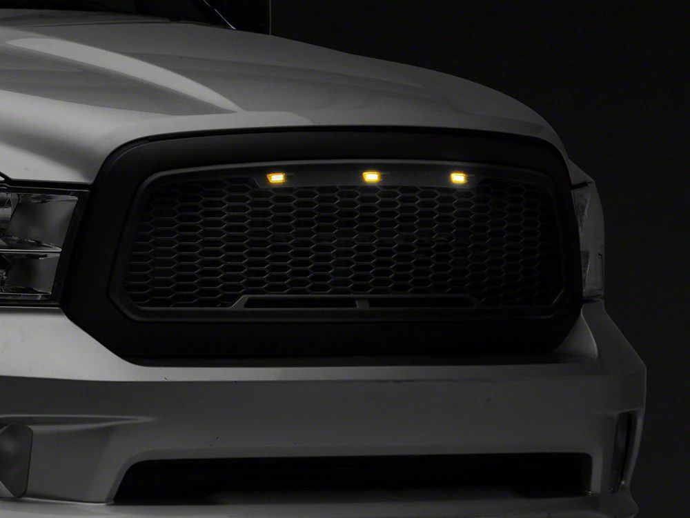 RedRock Baja Upper Replacement Grille with LED Lighting; Matte Black (13-18 RAM 1500, Excluding Rebel)