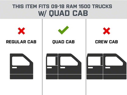 RAM Licensed by RedRock 5-Inch Oval Bent End Side Step Bars with Ram Logo; Textured Black (09-18 RAM 1500 Quad Cab)