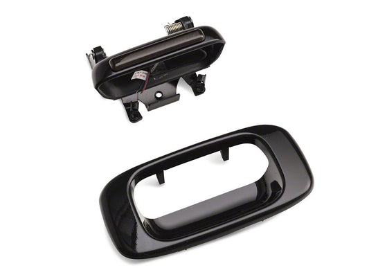 RedRock Black LED Tailgate Handle; Red LED; Smoked (99-06 Sierra 1500)