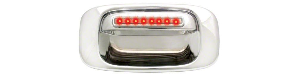 RedRock Chrome LED Tailgate Handle; Red LED; Clear (99-06 Sierra 1500)