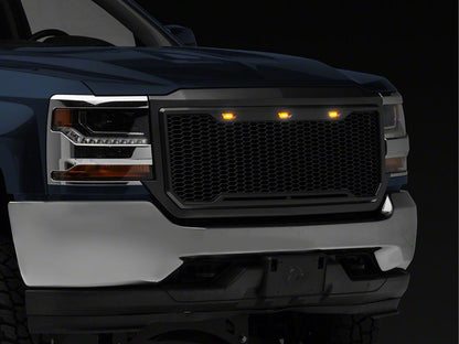 RedRock Baja Upper Replacement Grille with LED Lighting; Charcoal (16-18 Silverado 1500)