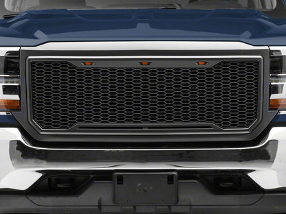 RedRock Baja Upper Replacement Grille with LED Lighting; Charcoal (16-18 Silverado 1500)
