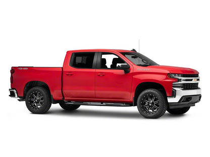 RedRock 4-Inch Oval Bent End Side Step Bars; Black (19-25 Silverado 1500 Crew Cab)