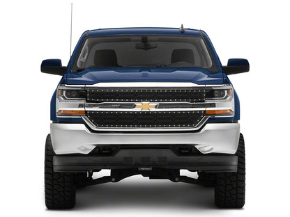 RedRock Wire Mesh Upper Overlay Grille with Rivets; Black (16-18 Silverado 1500 w/o Z71 Package)