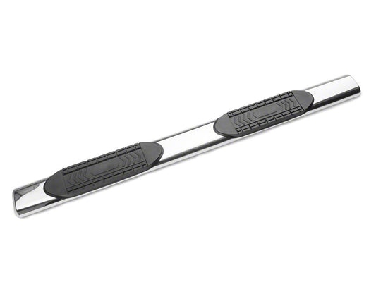 RedRock 6-Inch Oval Straight End Side Step Bars; Stainless Steel (19-25 Silverado 1500 Double Cab)