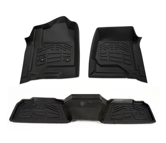 RedRock Sure-Fit Front and Second Row Floor Liners; Black (14-18 Silverado 1500 Crew Cab)