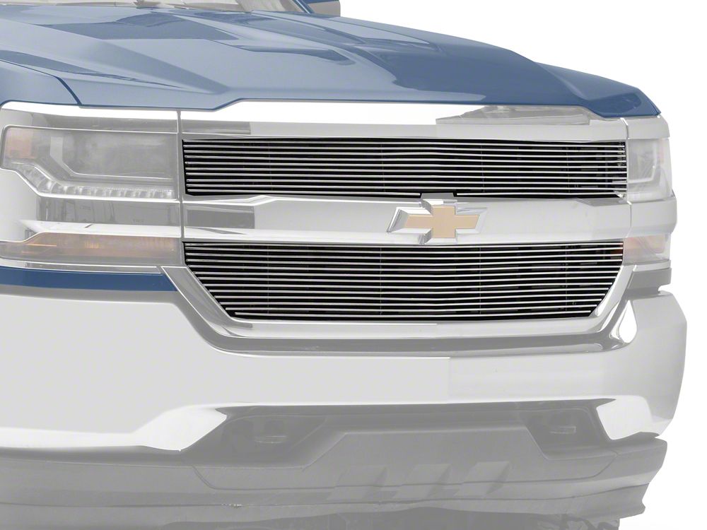 RedRock Modern Billet Upper Grille Overlay; Polished (16-18 Silverado 1500 w/o Z71 Package)