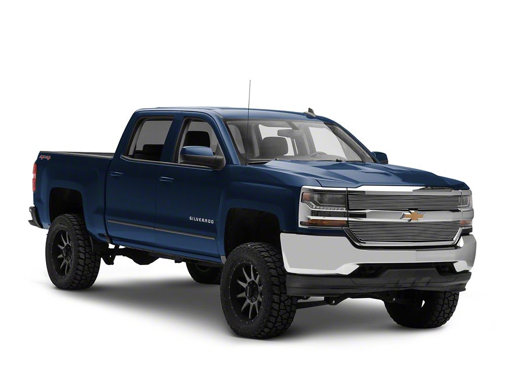 RedRock Modern Billet Upper Grille Overlay; Polished (16-18 Silverado 1500 w/o Z71 Package)