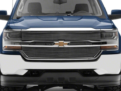 RedRock Modern Billet Upper Grille Overlay; Polished (16-18 Silverado 1500 w/o Z71 Package)
