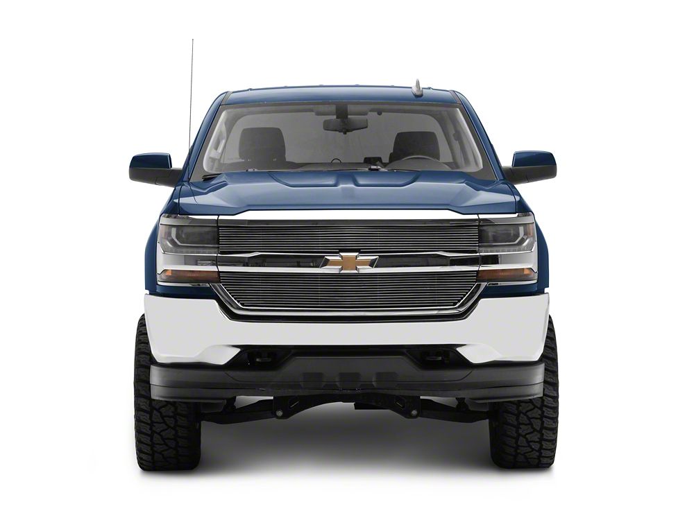 RedRock Modern Billet Upper Grille Overlay; Polished (16-18 Silverado 1500 w/o Z71 Package)