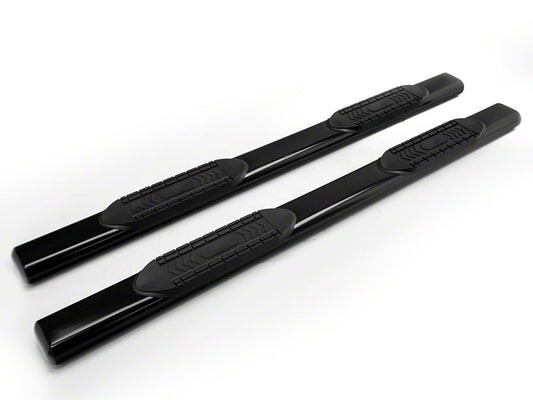 RedRock 6-Inch Oval Straight End Side Step Bars; Black (04-06 Silverado 1500 Crew Cab)