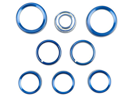 RedRock Billet Interior Knob Cover Kit; Blue (14-18 Silverado 1500)