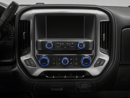 RedRock Billet Interior Knob Cover Kit; Blue (14-18 Silverado 1500)