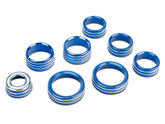 RedRock Billet Interior Knob Cover Kit; Blue (14-18 Silverado 1500)