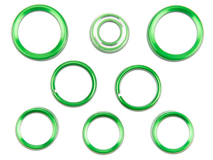 RedRock Billet Interior Knob Cover Kit; Green (14-18 Silverado 1500)
