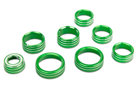 RedRock Billet Interior Knob Cover Kit; Green (14-18 Silverado 1500)