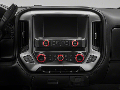 RedRock Billet Interior Knob Cover Kit; Red (14-18 Silverado 1500)