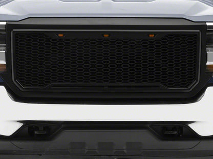 RedRock Baja Upper Replacement Grille with LED Lighting; Matte Black (16-18 Silverado 1500)