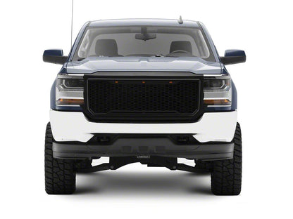 RedRock Baja Upper Replacement Grille with LED Lighting; Matte Black (16-18 Silverado 1500)