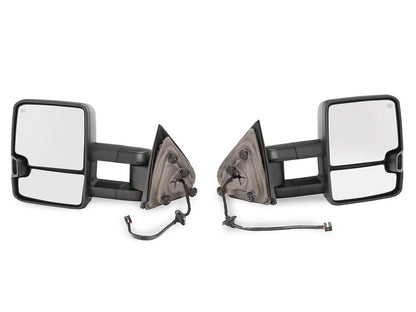 RedRock Powered Heated Towing Mirrors with Ambient Temp Sensor and Smoked LED Turn Signals; Black (14-16 Silverado 1500)
