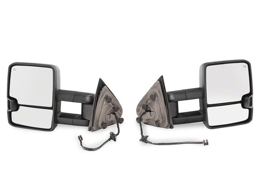 RedRock Powered Heated Towing Mirrors with Ambient Temp Sensor and Smoked LED Turn Signals; Black (14-16 Silverado 1500)