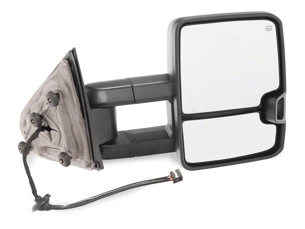 RedRock Powered Heated Towing Mirrors with Ambient Temp Sensor and Smoked LED Turn Signals; Black (14-16 Silverado 1500)