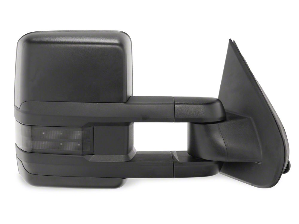 RedRock Powered Heated Towing Mirrors with Ambient Temp Sensor and Smoked LED Turn Signals; Black (14-16 Silverado 1500)