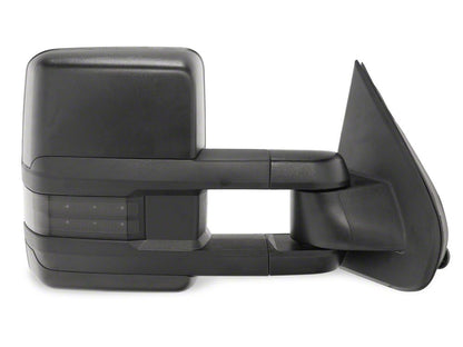 RedRock Powered Heated Towing Mirrors with Ambient Temp Sensor and Smoked LED Turn Signals; Black (14-16 Silverado 1500)