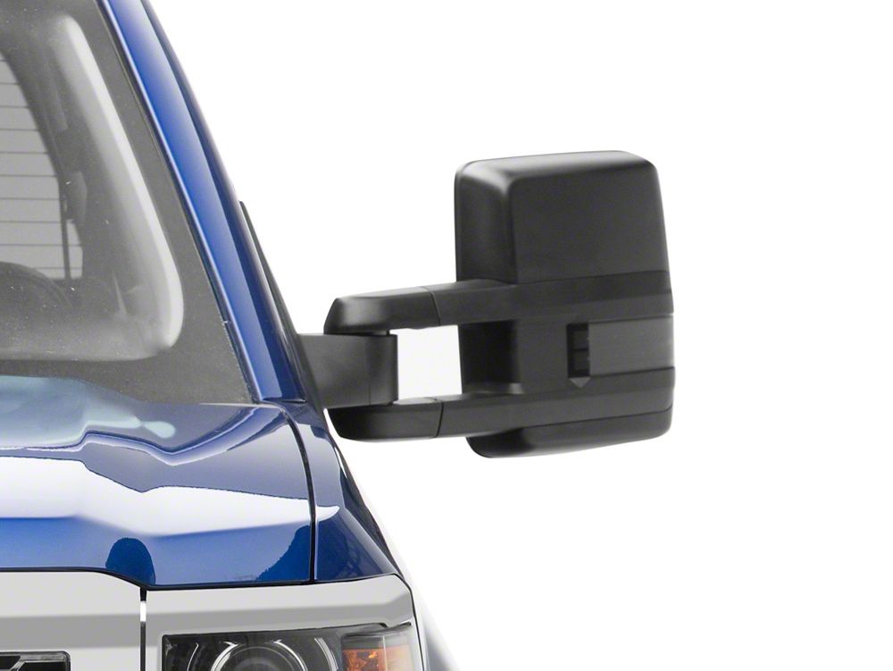 RedRock Powered Heated Towing Mirrors with Ambient Temp Sensor and Smoked LED Turn Signals; Black (14-16 Silverado 1500)