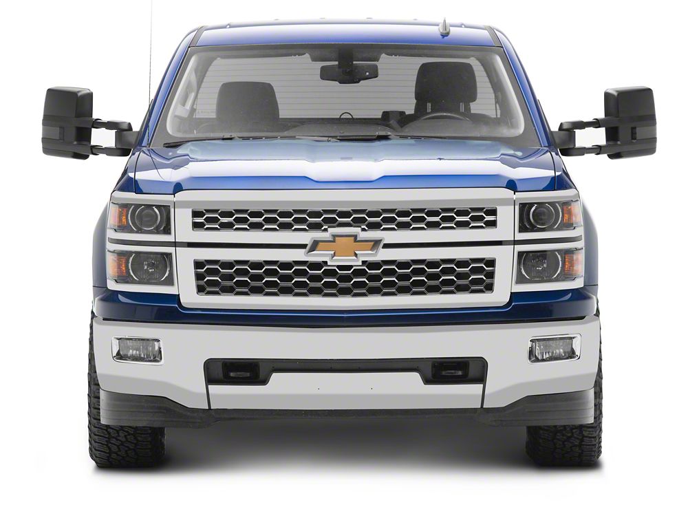 RedRock Powered Heated Towing Mirrors with Ambient Temp Sensor and Smoked LED Turn Signals; Black (14-16 Silverado 1500)