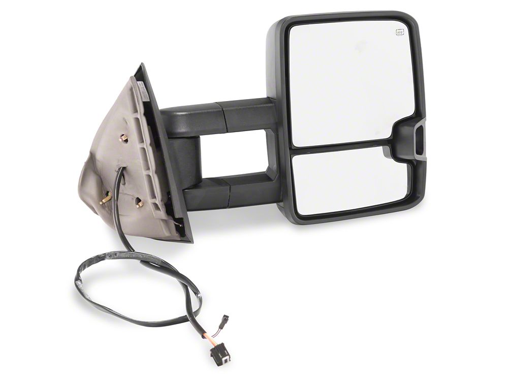 RedRock Powered Heated Manual Extendable Towing Mirrors with Smoked Turn Signals; Textured Black (07-13 Silverado 1500)