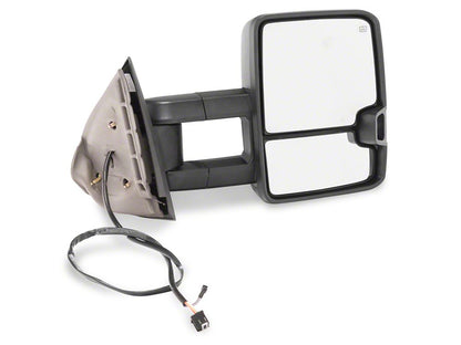 RedRock Powered Heated Manual Extendable Towing Mirrors with Smoked Turn Signals; Textured Black (07-13 Silverado 1500)